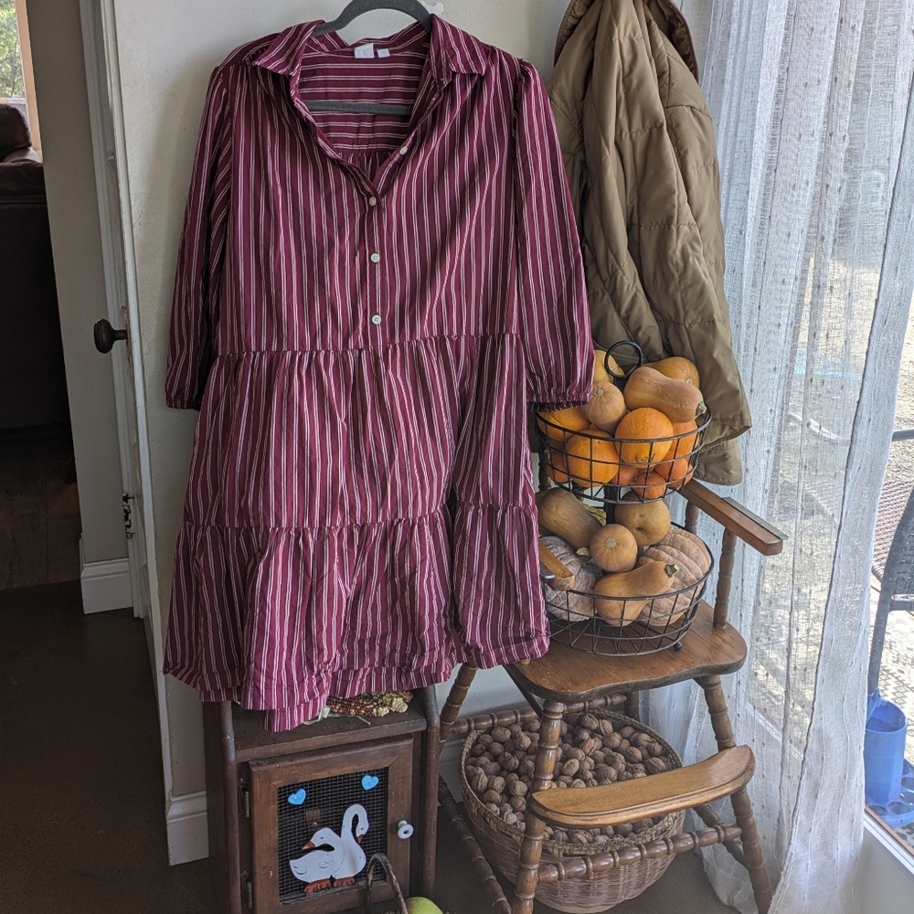 Gap Tiered Poplin Puff Sleeve Mini Dress